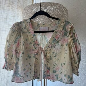 Selkie Floral Tie Front Crop Top